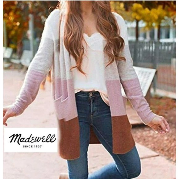 Madewell Merino Wool Sweater Cardigan Open Front Women Size Medium pockets - Picture 1 of 12